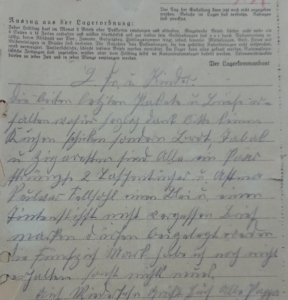 Auszug Brief Peter F. aus dem KZ Sachsenhausen vom 18.01.1945 an seine Ehefrau