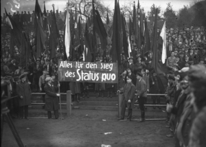 Kundgebung für den Erhalt des Status quo im Saargebiet im Januar 1935