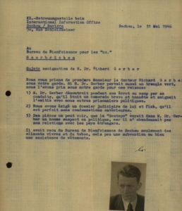 Bittschreiben in französischer Sprache an das Amt für Wiedergutmachung in Saarbrücken, das es in dieser Form 1946 noch nicht gab.