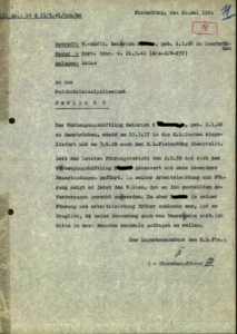 Schreiben des Kommandanten des KZ Flossenbürg an das Reichskriminalpolizeiamt Berlin