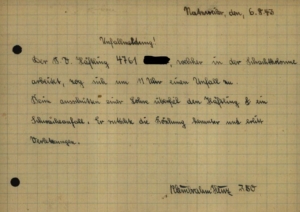 Unfallmeldung vom 6. August 1943