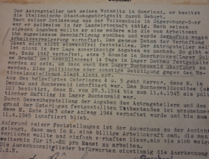 1949 wurde der Antrag von Stefan M. auf Anerkennung als 