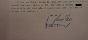 Auszug aus einem Schreiben an den Landrat für politische Wiedergutmachung