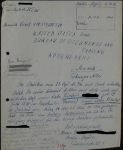 Schreiben der Tochter von Friedrich S. an den Suchdienst der US-Armee vom 16.10.1946