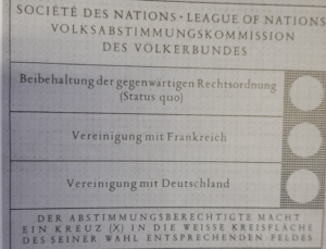 Stimmzettel für die Abstimmung vom 13. Januar 1935
